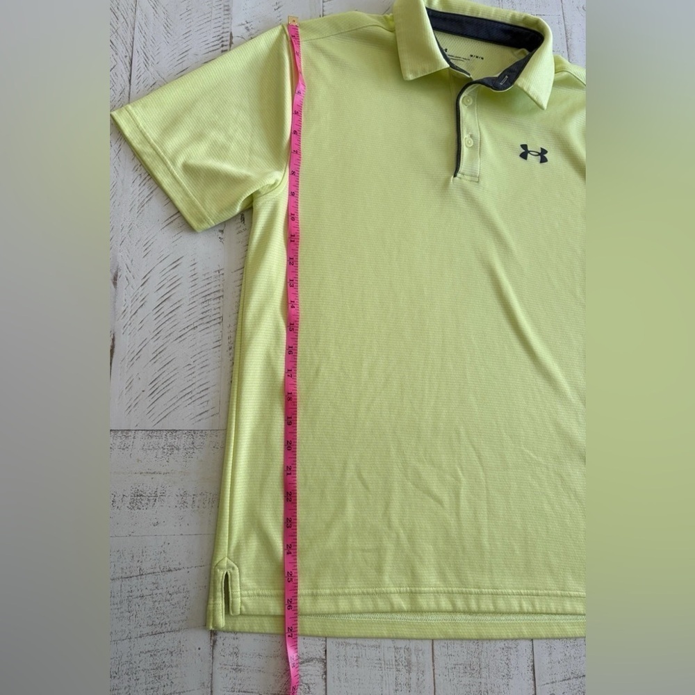 Under Armour Men's Neon Yellow/Green Polo Shirt- Medium - Picture 4 of 6